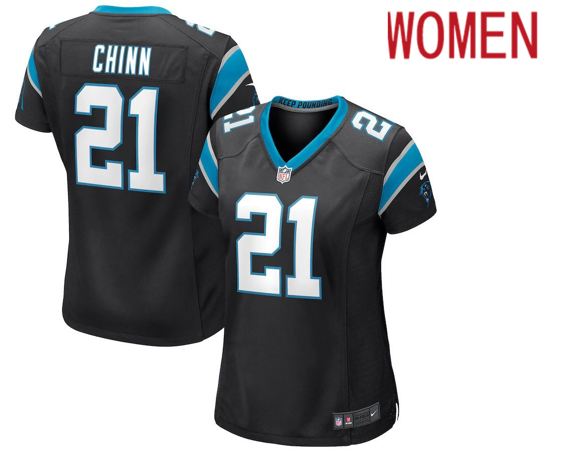Women Carolina Panthers 21 Jeremy Chinn Nike Black Game NFL Jersey